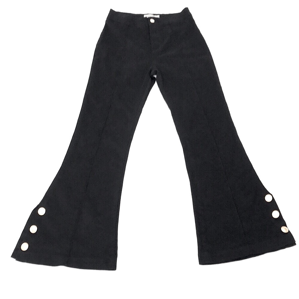 INTERDEE Black Flared Jeans with Gold Buttons